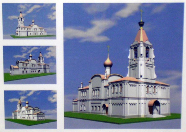 Графическая реконструкция 
церкви Николы в Тропино 
— О. Береснев, 
И. Егорычев 